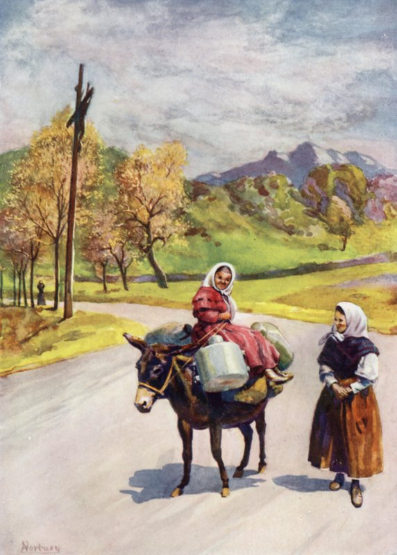 Na Córsega: Cruz de beira de estrada (cor litho) de Edwin Arthur Norbury