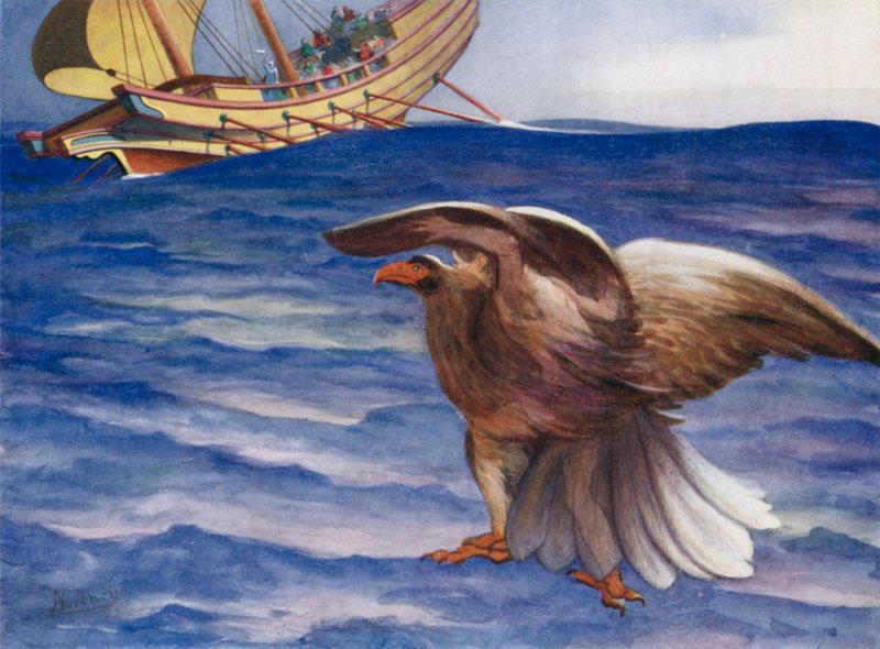 Ele chorou águia! e tornou-se e águia, e voou para o navio de Edwin Arthur Norbury