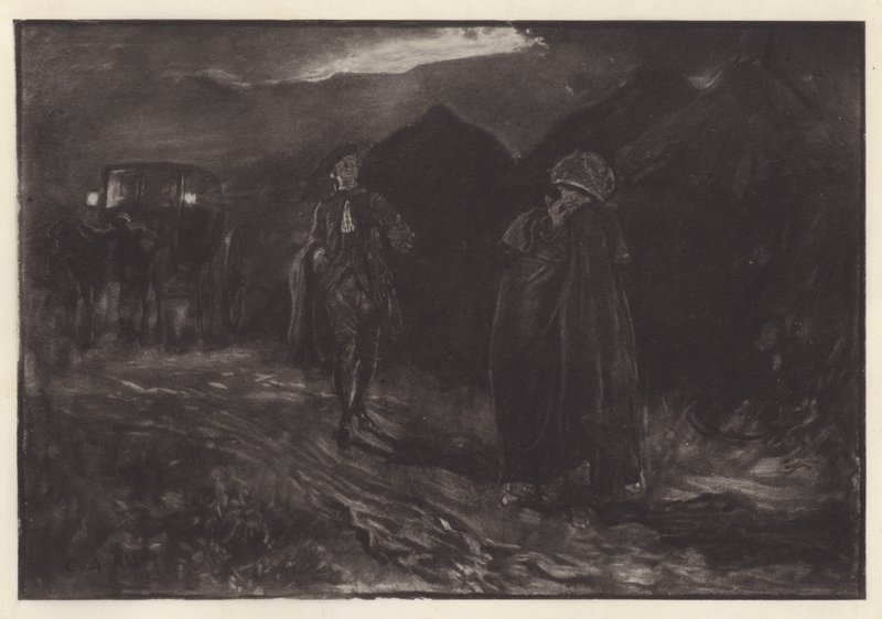 Ilustração de Oliver Goldsmith (litho) para She Stoops to Conquer de Edwin Austin (after) Abbey