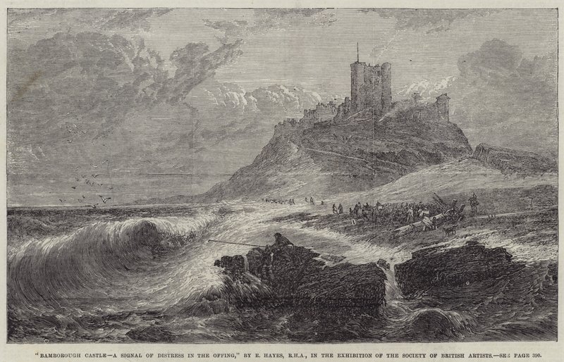 Castelo Bamborough, um sinal de aflição no offing de Edwin Hayes