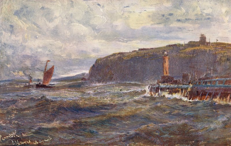 Penarth, entrada do porto de Cardiff (litografia a cores) de Edwin Hayes