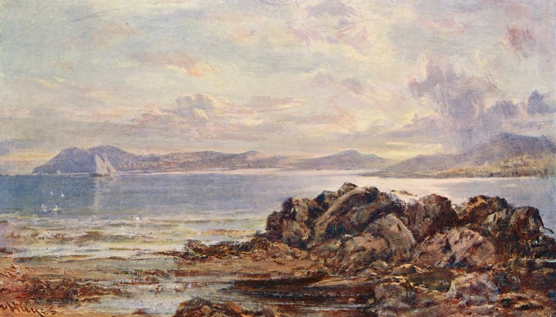 Tempo de verão na Baía de Dublin (litografia a cores) de Edwin Hayes