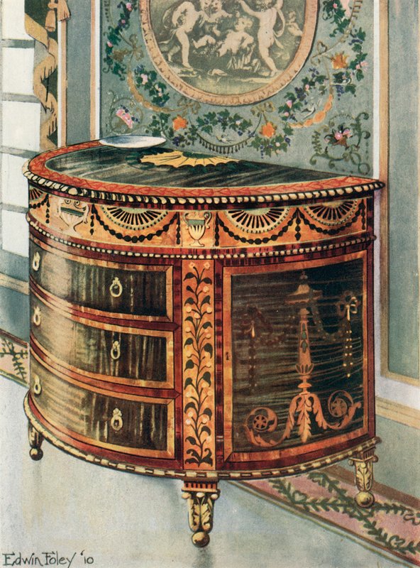Cômoda Embutida em Cetim - Ormolu Mounts de Edwin John Foley