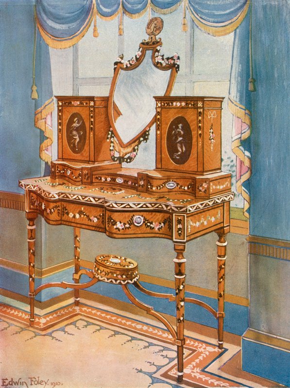 Penteadeira Satinwood com Medalhões de Edwin John Foley