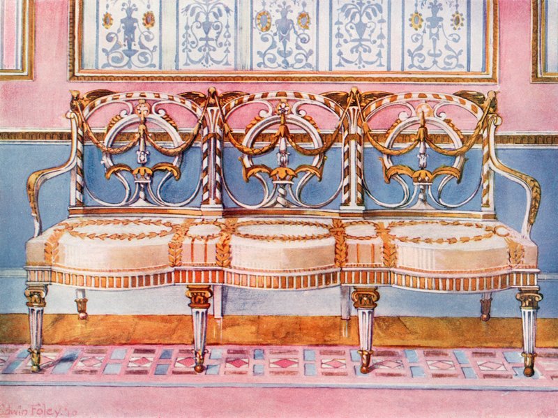 Gilt Branco e Canapé Pintado - Influência Pergolesi de Edwin John Foley
