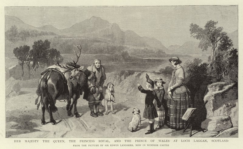Sua Majestade a Rainha, a Princesa Real e o Príncipe de Gales em Loch Laggan, na Escócia de Edwin Landseer