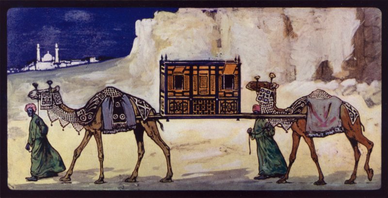 Camelos com um Palanquim Cerimonial (cor litho) de Edwin Noble