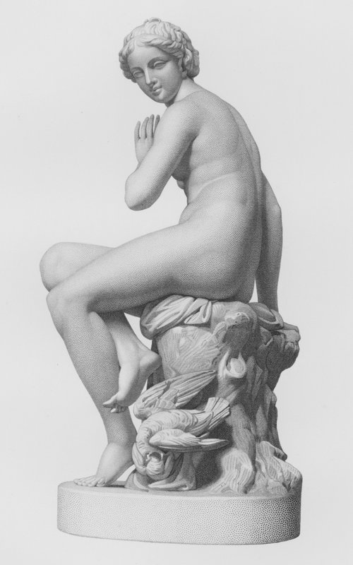 Uma Ninfa Surpreendida, gravada por E Roffe da estátua de E G Papworth, Junior (gravação) de Edwin Roffe