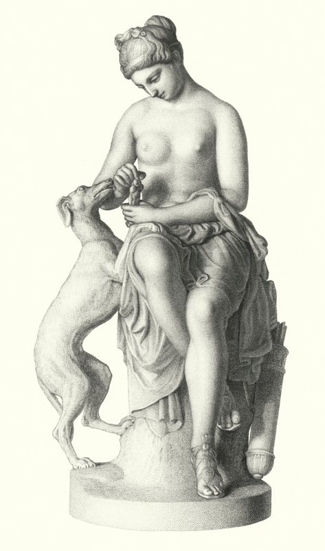 A Caçadora, gravada por E Roffe a partir da estátua de R J Wyatt, na posse da Rainha (gravura) de Edwin Roffe