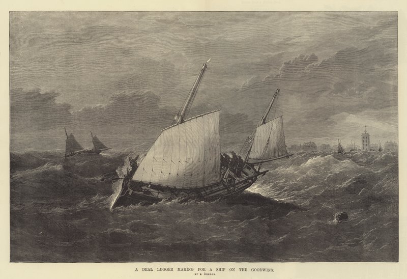 Um acordo Lugger fazendo para um navio nos Goodwins de Edwin Weedon