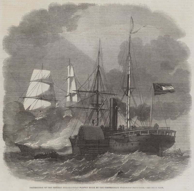 Destruição do Merchantman Federal Harvey Birch pela Confederate War-Sloop Nashville de Edwin Weedon