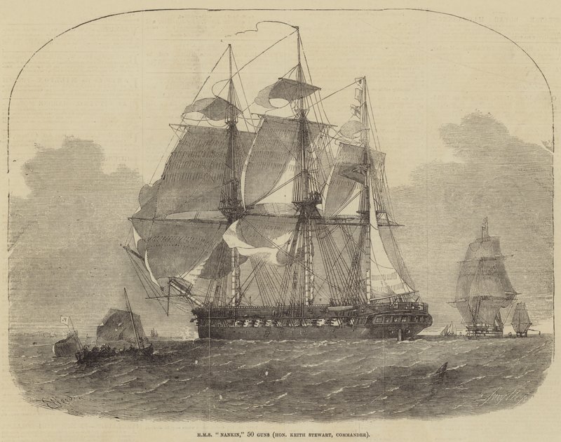 HMS Nankin, 50 Guns, honorável Keith Stewart, comandante de Edwin Weedon