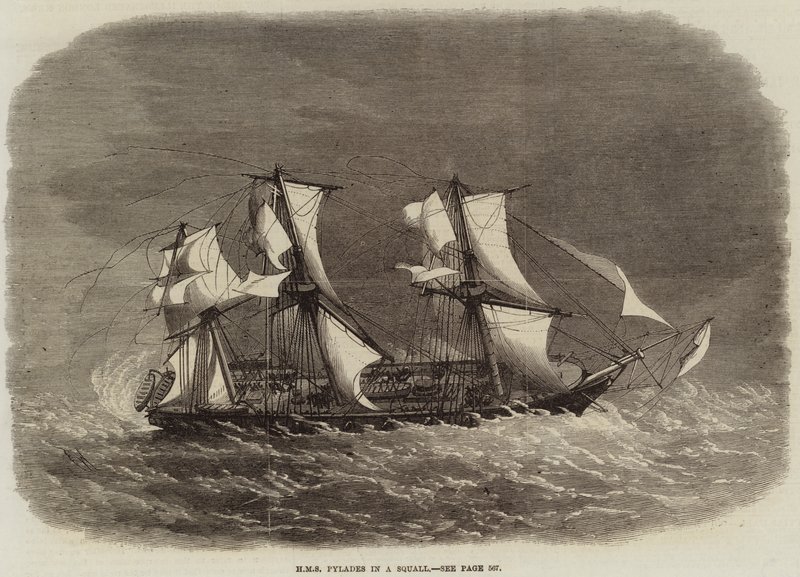 HMS Pylades em um Squall de Edwin Weedon