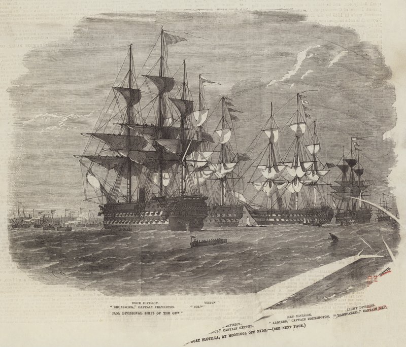 HM navios divisionais da flotilha Gun-Boat, em ancoradouros off Ryde de Edwin Weedon