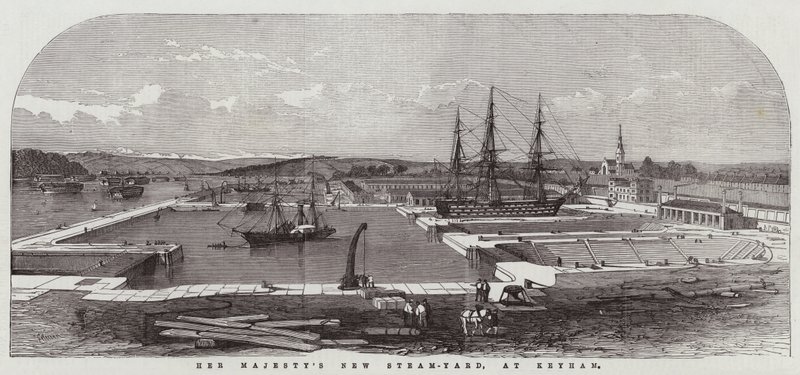 O novo pátio de vapor de sua majestade em Keyham de Edwin Weedon