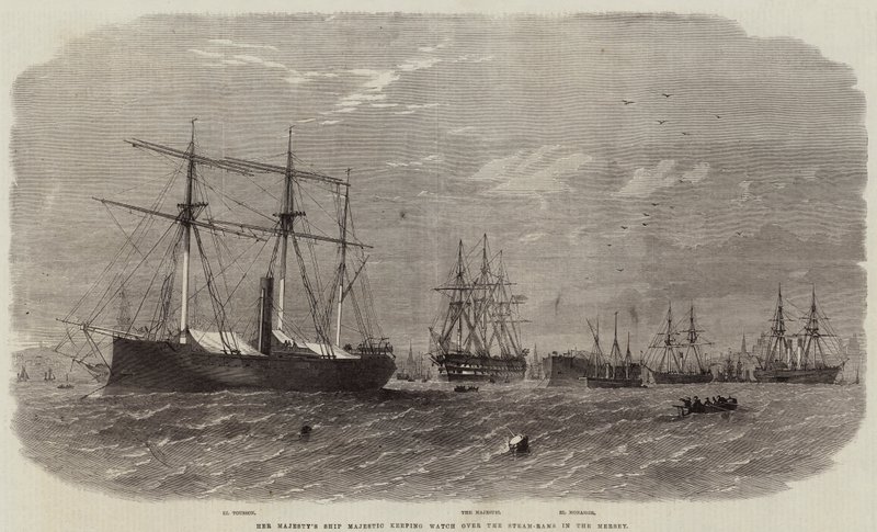 Seu Majestoso Navio Majestoso vigiando os Vapor-Carneiros no Mersey de Edwin Weedon