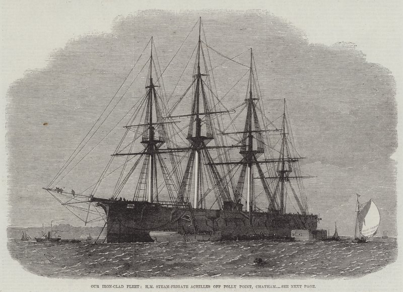 Nossa frota de ferro-folheados, HM Steam-Fragata Aquiles off Folly Point, Chatham de Edwin Weedon