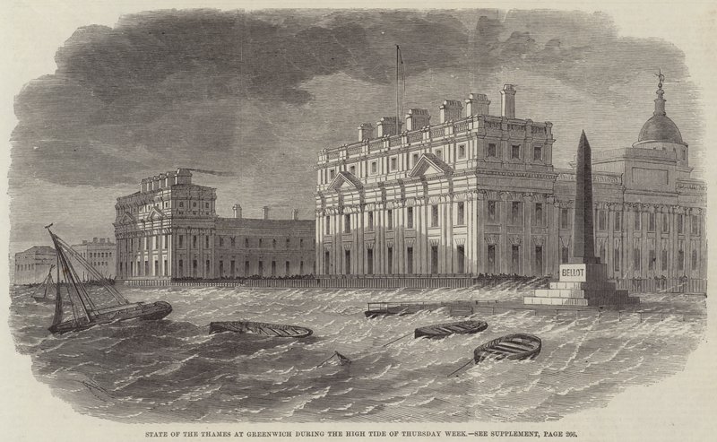 Estado do Tamisa em Greenwich durante a maré alta da quinta-feira semana de Edwin Weedon