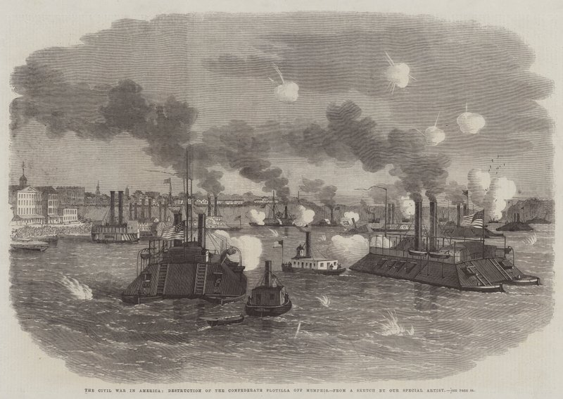 A Guerra Civil na América, Destruição da Flotilha Confederada ao largo de Memphis de Edwin Weedon