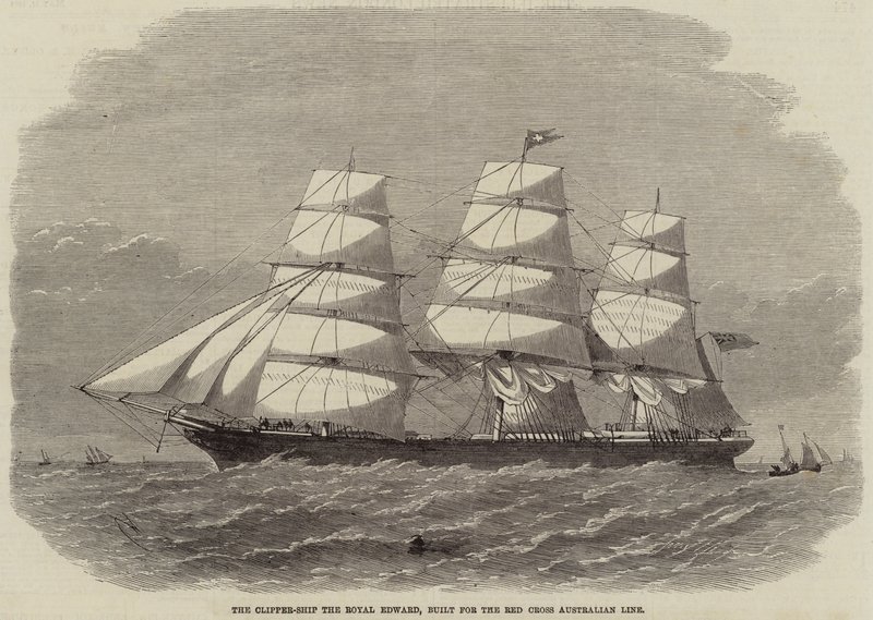 The Clipper-Ship, o Royal Edward, construído para a linha australiana da Cruz Vermelha de Edwin Weedon
