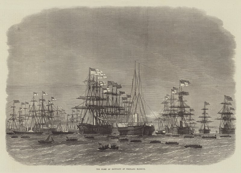 A frota de Ironclads no porto de Portland de Edwin Weedon