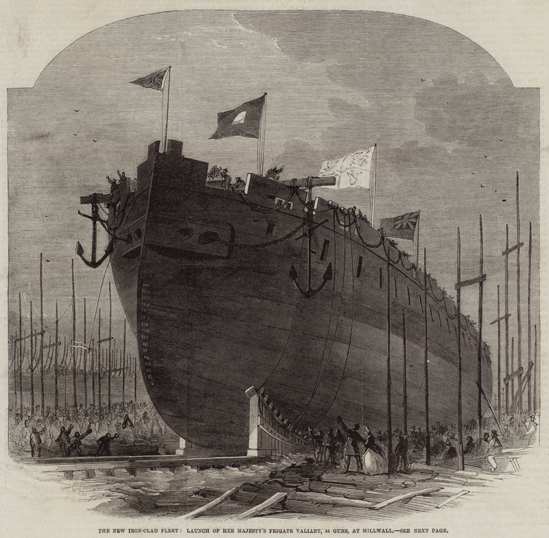 A Nova Frota de Ferro, Lançamento da Fragata Valiant de Sua Majestade, 34 Guns, no Millwall de Edwin Weedon
