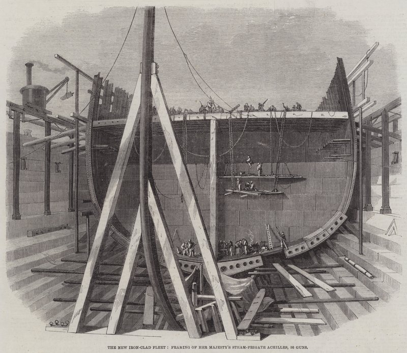 The New Iron-Clad Fleet, enquadramento de Aquiles de Fragata de Vossa Majestade, 50 armas de Edwin Weedon