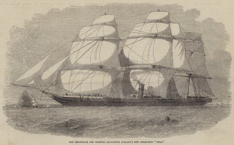 O novo navio a vapor da Companhia de Navegação Peninsular e Oriental Pêra de Edwin Weedon