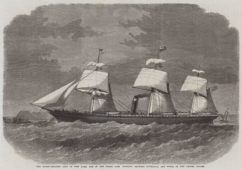 The Screw-Steamer City de Nova York, um dos Inman Line entre Liverpool e Ports of the United States de Edwin Weedon