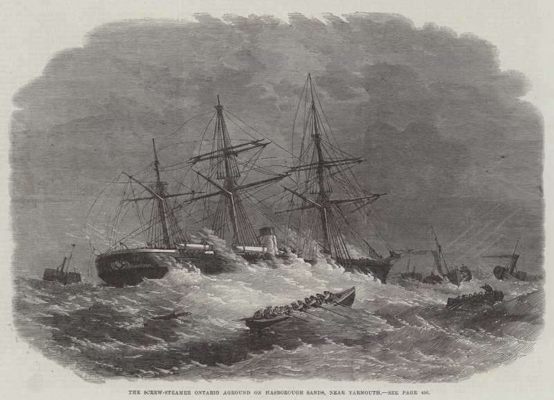 The Screw-Steamer Ontário Aground em Hasborough Sands, perto de Yarmouth de Edwin Weedon