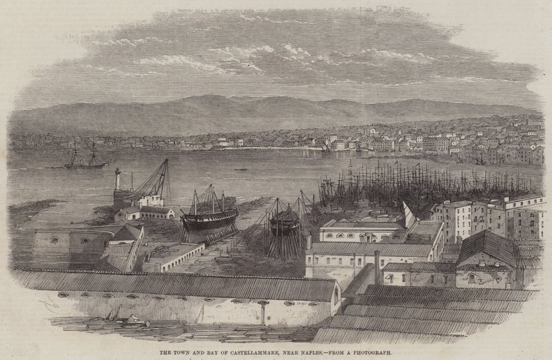 A cidade e a baía de Castellammare, perto de Nápoles de Edwin Weedon