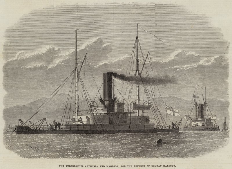 The Turret-Ships Abyssinia e Magdala, para a defesa do porto de Bombaim de Edwin Weedon