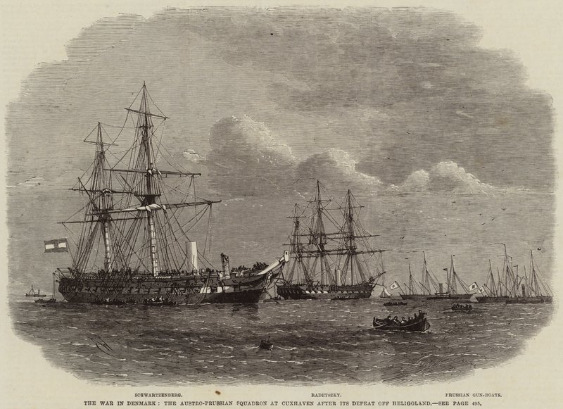 A guerra na Dinamarca, o esquadrão austro-prussiano em Cuxhaven após sua derrota fora de Heligoland de Edwin Weedon