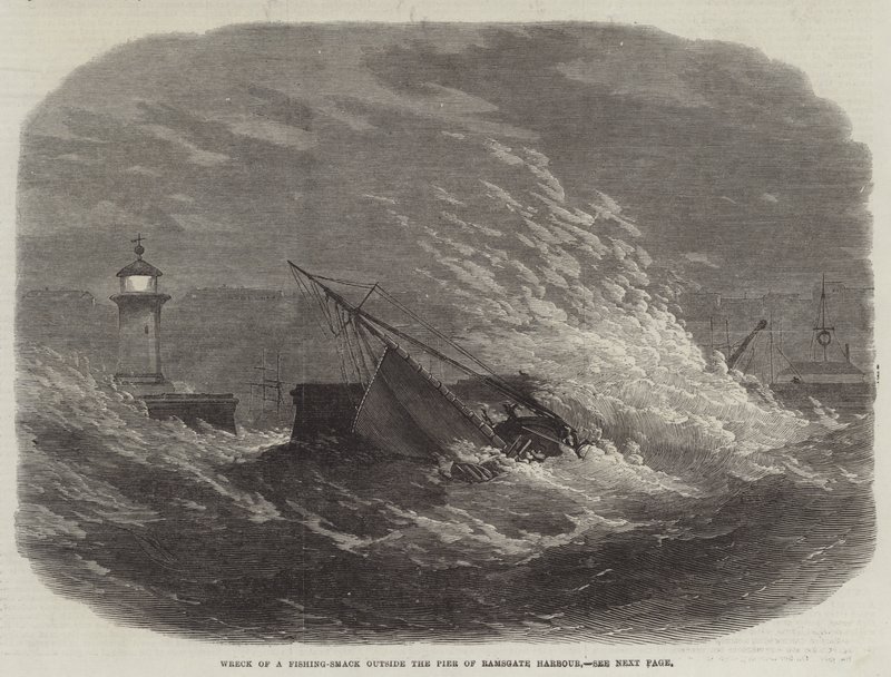 Naufrágio de uma pesca-Smack fora do cais do porto de Ramsgate de Edwin Weedon