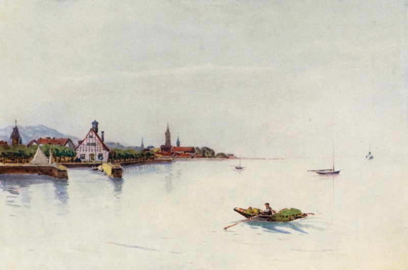 O Reno: Bregenz, Boden See, Lago de Konstanz (litografia a cores) de Effie Jardine