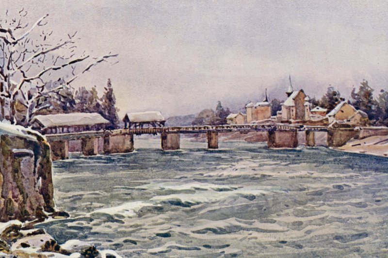 O Reno: Rheinfelden (litografia a cores) de Effie Jardine
