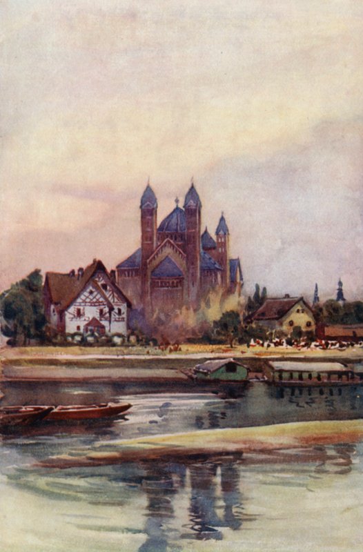 O Reno: Speyer, Pináculos (litografia a cores) de Effie Jardine