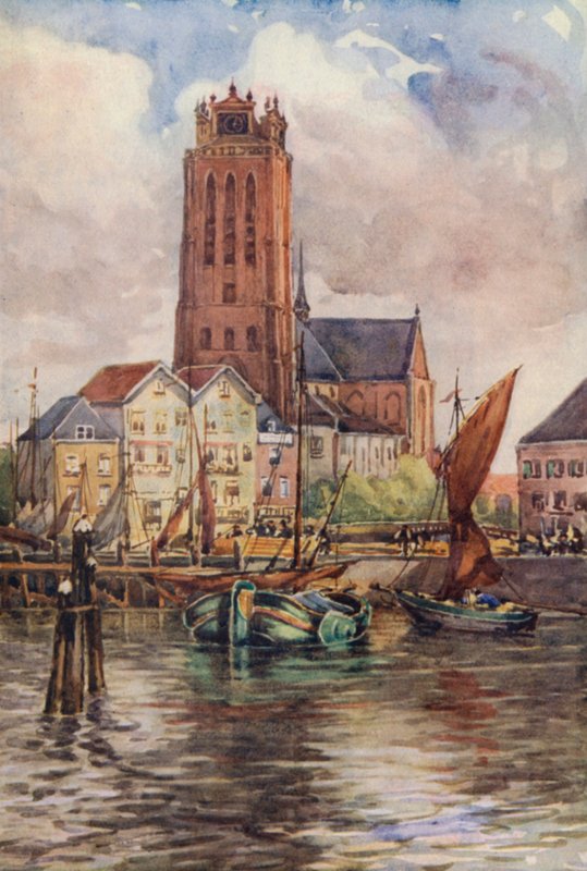 O Reno: Groote Kerk, Dordrecht (litografia a cores) de Effie Jardine