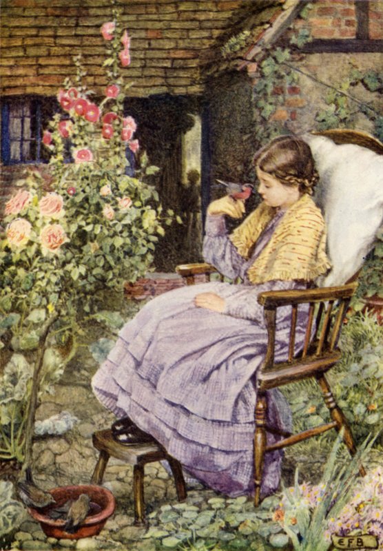 "Mas o que são as Vozes dos Pássaros senão Palavras, Nossas Palavras?" (lito colorido) de Eleanor Fortescue Brickdale