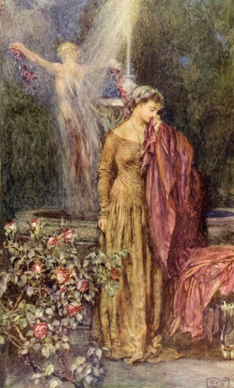 "Mas quem pode tomar um Sonho por uma Verdade?" (cor litho) de Eleanor Fortescue Brickdale