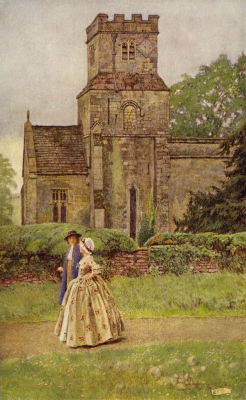 Deixo a igreja na hora do sermão (lito colorido) de Eleanor Fortescue Brickdale