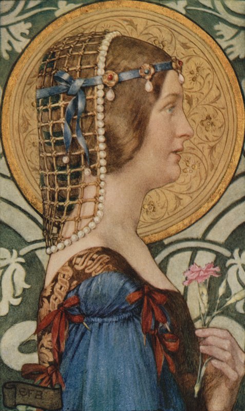 Se alguém pudesse ter aquela cabecinha dela pintada sobre um fundo de ouro pálido (lito colorido) de Eleanor Fortescue Brickdale