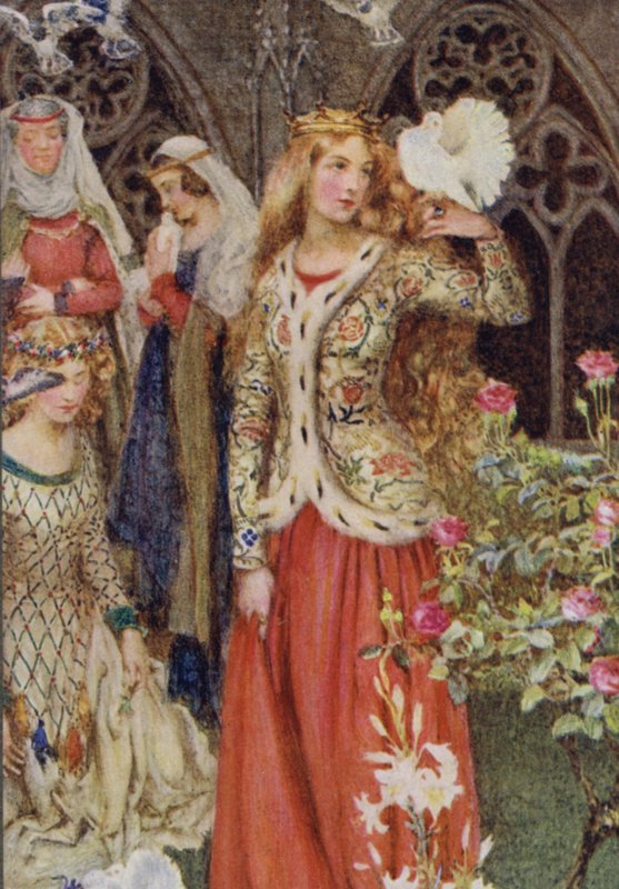 Ilustração para Idylls Of The King de Alfred Lord Tennyson (cor litho) de Eleanor Fortescue Brickdale