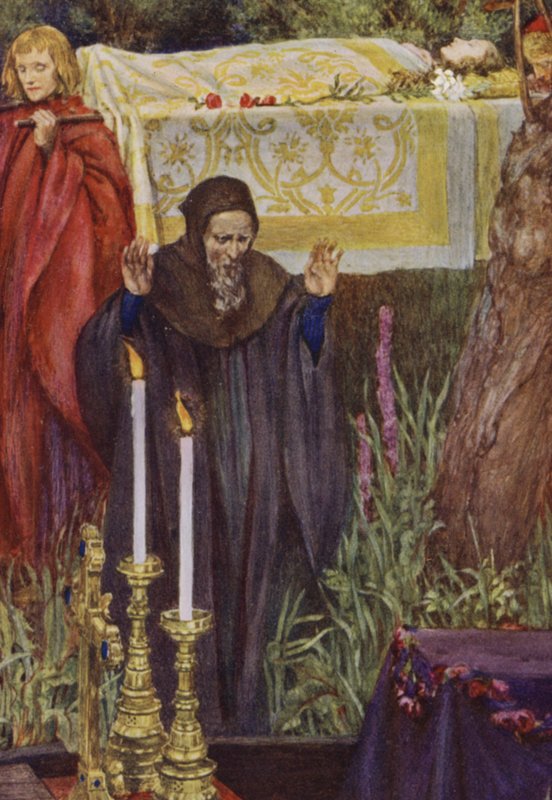 Ilustração para Idylls Of The King de Alfred Lord Tennyson (cor litho) de Eleanor Fortescue-Brickdale