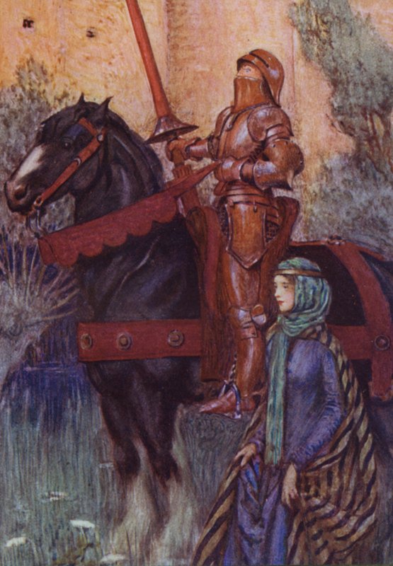 Ilustração para Idílios do Rei por Alfred Lord Tennyson (lito a cores) de Eleanor Fortescue Brickdale