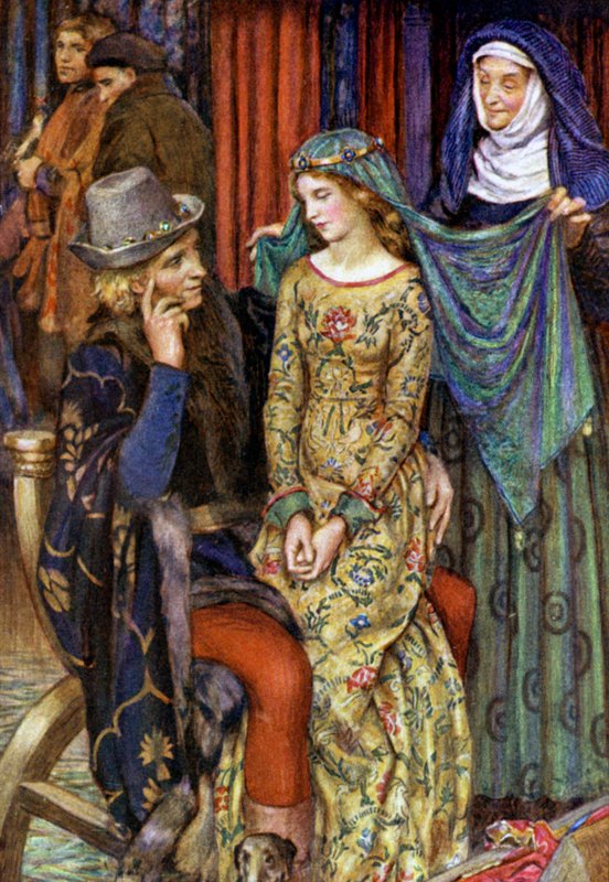 Ilustração para Idílios do Rei por Alfred Lord Tennyson (lito a cores) de Eleanor Fortescue Brickdale