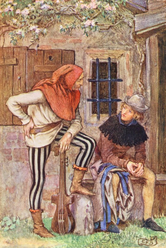 Ilustração para A Reunião do Irmão Hilário, de Michael Fairless (litografia a cores) de Eleanor Fortescue Brickdale