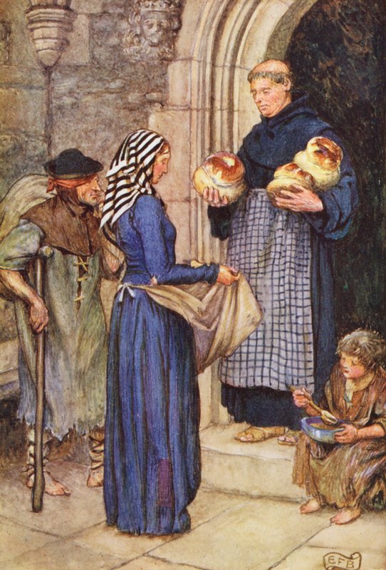 Ilustração para A Reunião do Irmão Hilário, de Michael Fairless (litografia a cores) de Eleanor Fortescue Brickdale
