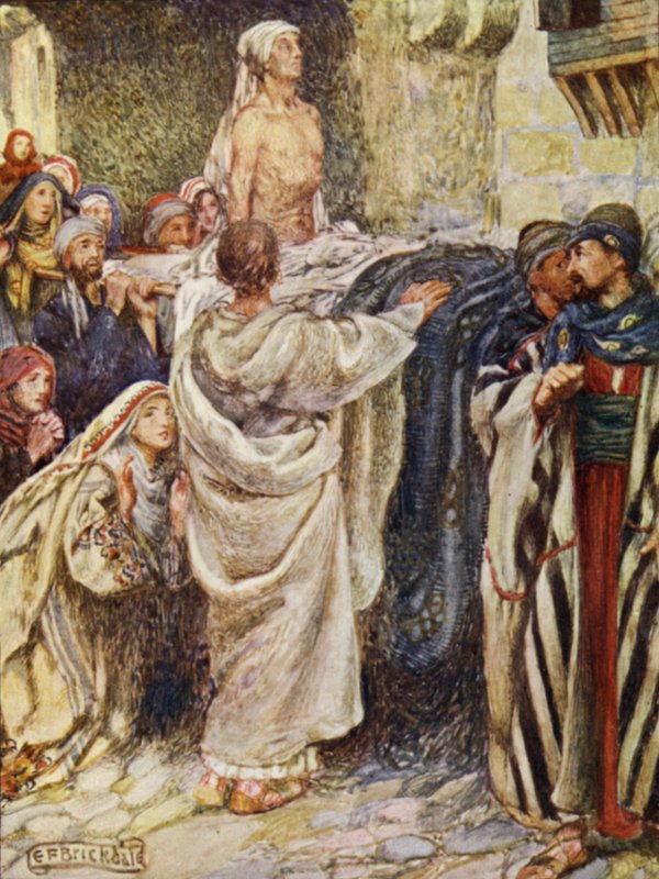 O Filho da Viúva criado em Nain (lito colorido) de Eleanor Fortescue Brickdale
