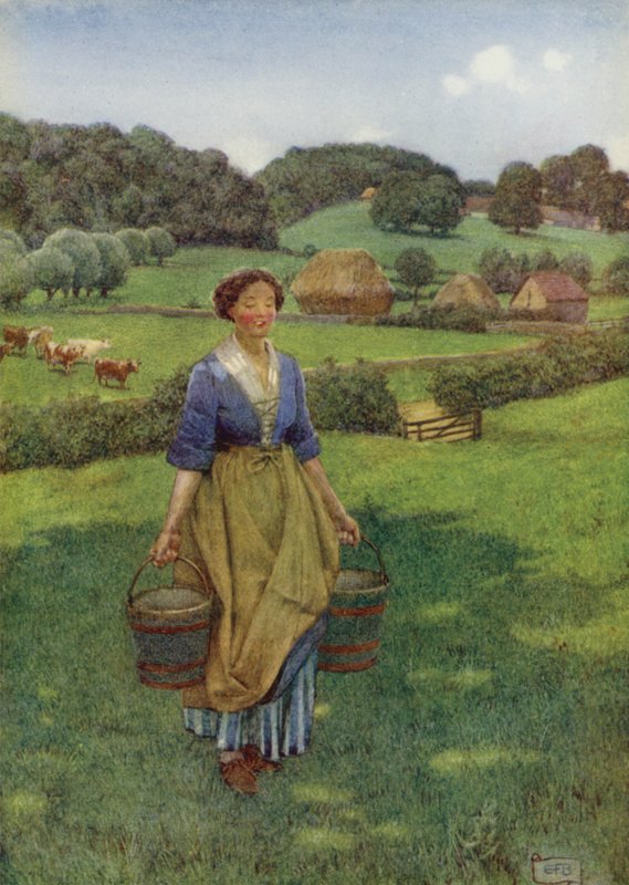 Cujo castanho tem uma graça mais bonita do que qualquer rosto pintado Que eu sei que o Hyde Park pode mostrar (cor litho) de Eleanor Fortescue Brickdale